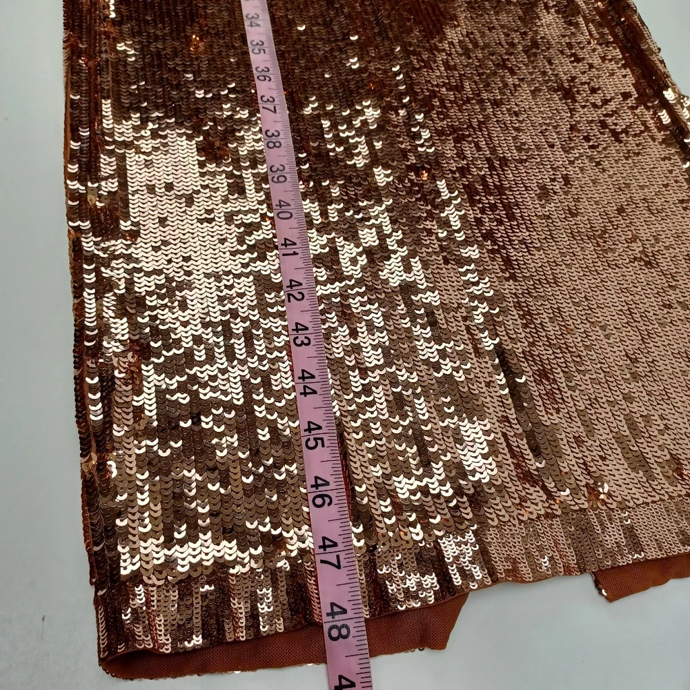 Alice And Olivia Fifi Sequin Strapless Maxi Dress Size 2 Lace Up Back Tan Bronze - Picture 12 of 15